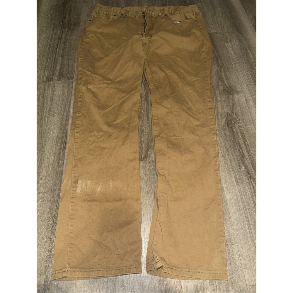 Levi's 514 Jeans Mens 38x32 Khaki Slim Mid-Rise Straight Leg Brown Denim